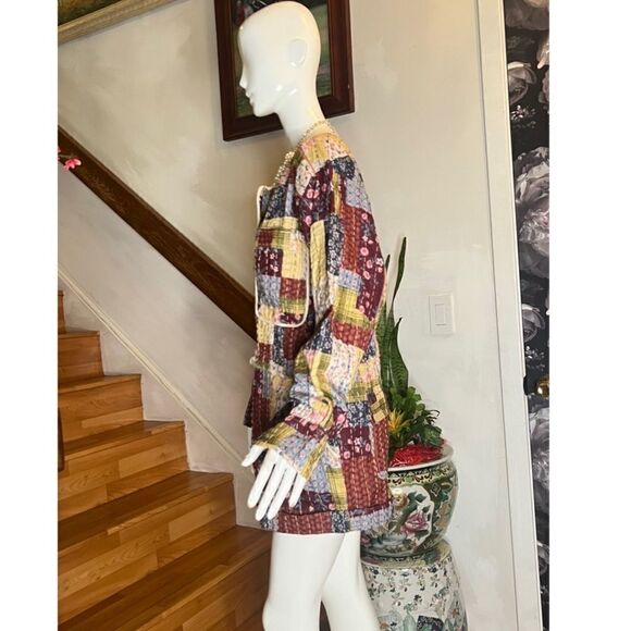 NEW FREE PEOPLE ROADS FOREVER SHORTALLS PATCHWORK  ROMPER IN COTTAGE QUILT - Picture 4 of 7